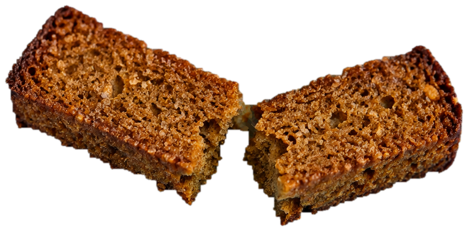 Two pieces of a realistic rye rusk